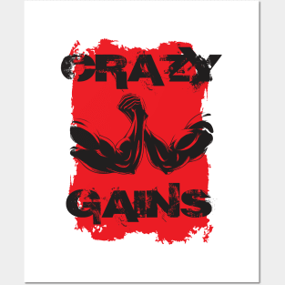 Crazy gains - Nothing beats the feeling of power that weightlifting, powerlifting and strength training it gives us! A beautiful vintage movie design representing body positivity! Posters and Art